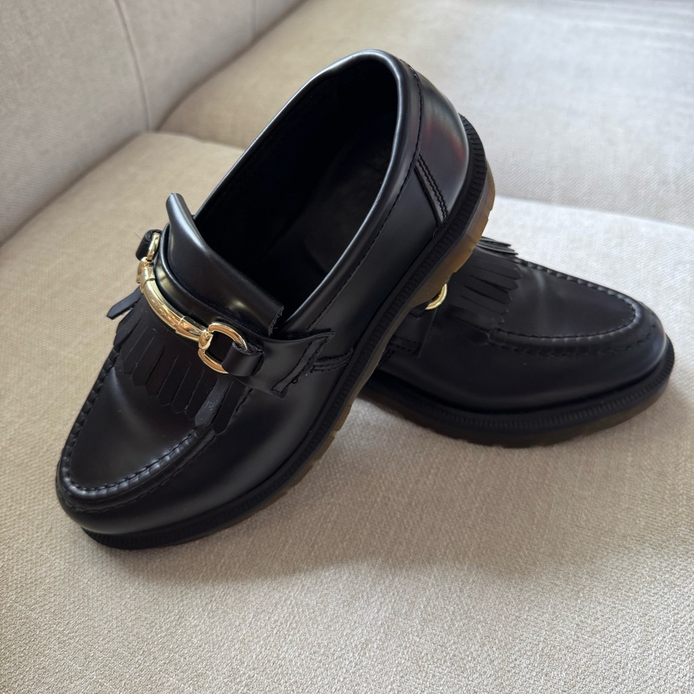 Dr. Martens Adrian Snaffle Black leather Loafers with Gold Detail Unisex M6 /W 7 - Picture 2 of 15
